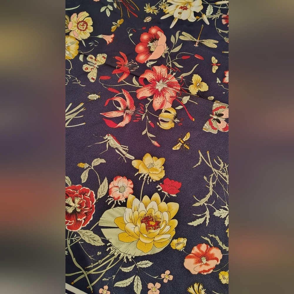 Floral  Flowers & Butterflies Print Scarf - Picture 8 of 11
